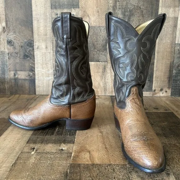Tony Lama Vintage Smooth Ostrich Western Cowboy Boots Mens 10 EE