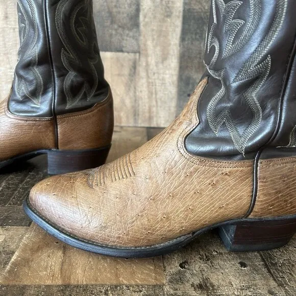Tony Lama Vintage Smooth Ostrich Western Cowboy Boots Mens 10 EE
