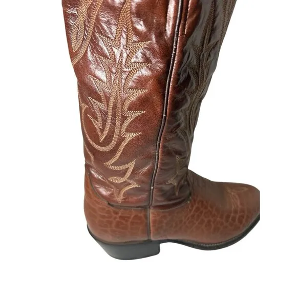 Tony Lama VM2956 Mens Vintage Two Tone Leather Cowboy Western Boots Size 8 D