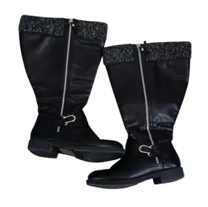 Torrid Women's Black Zip Up Knee-High Wool Trimmed Whimsygoth Boots Size 9