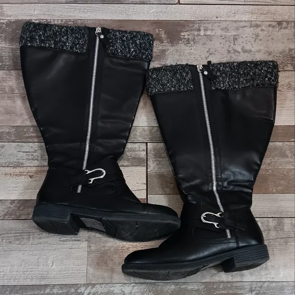 Torrid Women's Black Zip Up Knee-High Wool Trimmed Whimsygoth Boots Size 9