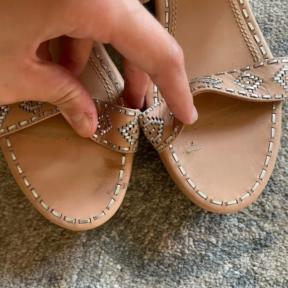 Tory Burch Aztec Woven Leather Buckle Platform Wedge Sandals 7