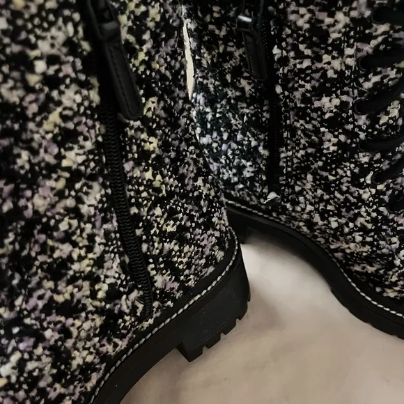 Tory Burch Black and White Tweed Ankle Boots