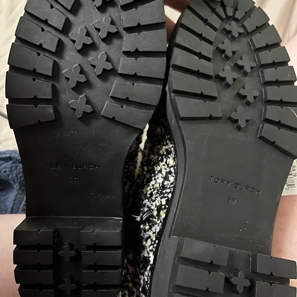 Tory Burch Black and White Tweed Ankle Boots