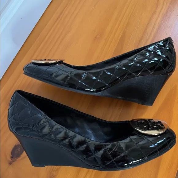 Tory Burch Black Quilted Leather Flats