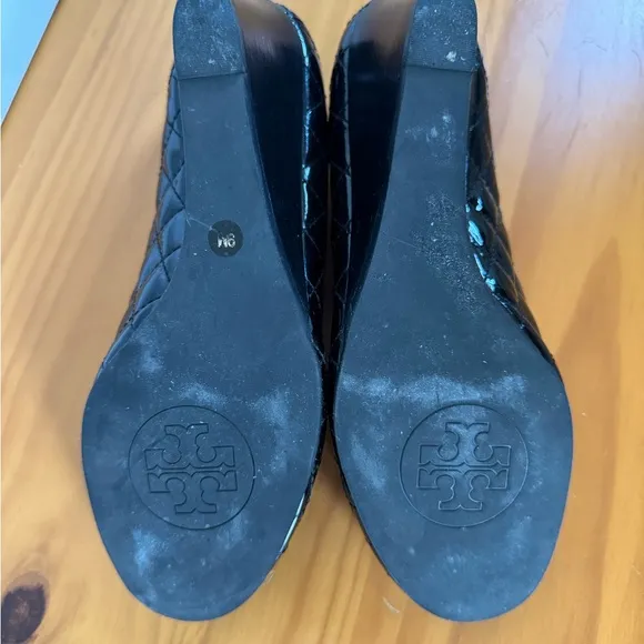 Tory Burch Black Quilted Leather Flats