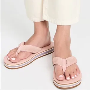 Tory Burch Blush Pink Flatform Platform Flip Flop 70s Sandals with Suede size 8