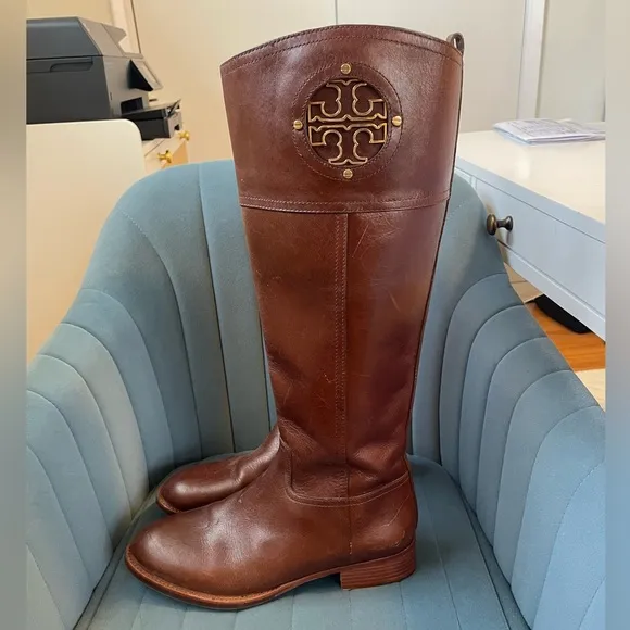 Tory Burch Brown Leather Riding Boots- Size 8