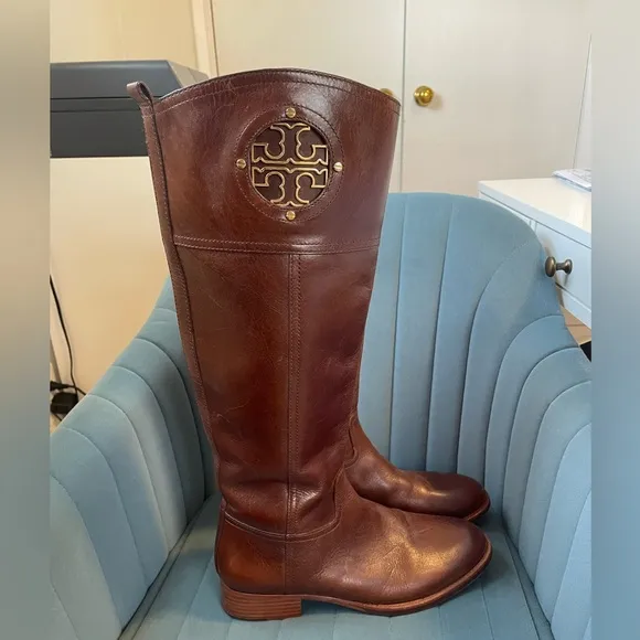 Tory Burch Brown Leather Riding Boots- Size 8