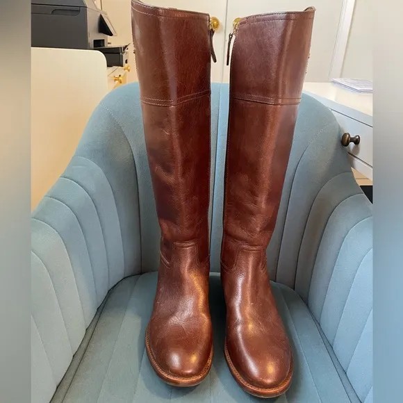 Tory Burch Brown Leather Riding Boots- Size 8