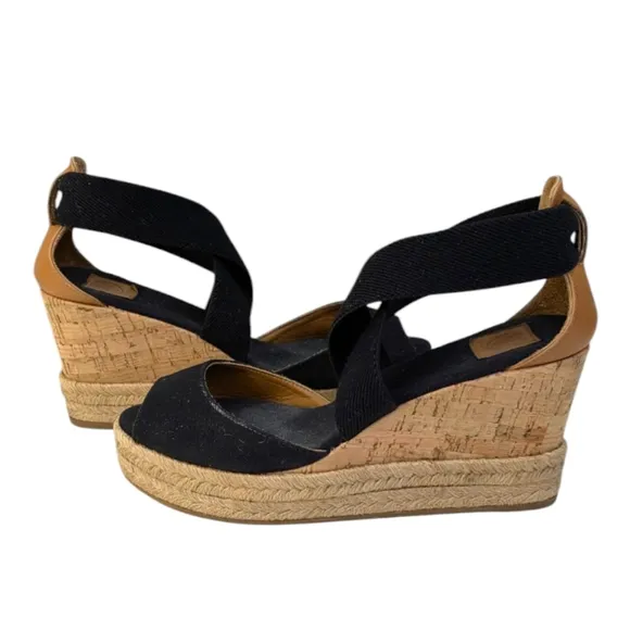 Tory Burch Cork Wedge Sandals $248 GUC Size  6  S3329