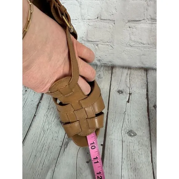 TORY BURCH high platform cork wedge brown leather sandals 8M