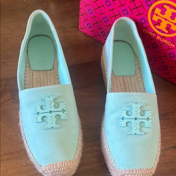 Tory Burch Light Blue Espadrille Flats