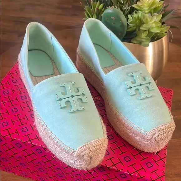 Tory Burch Light Blue Espadrille Flats