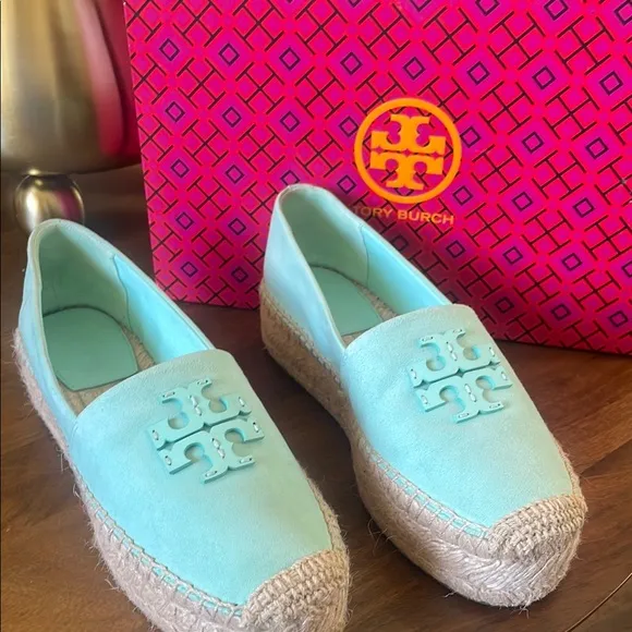 Tory Burch Light Blue Espadrille Flats