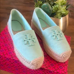 Tory Burch Light Blue Espadrille Flats