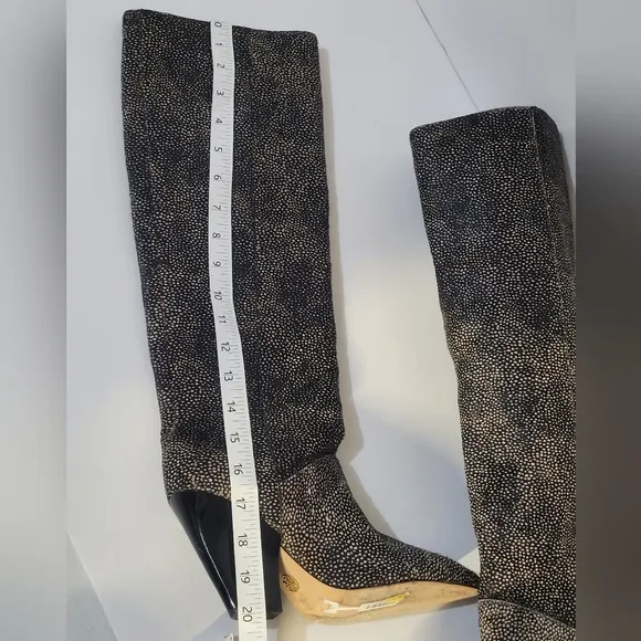 Tory Burch Lila 90MM Knee Boots Spotted Calf Hair