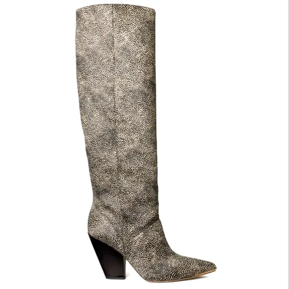 Tory Burch Lila 90MM Knee Boots Spotted Calf Hair