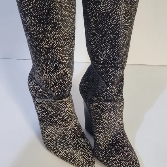 Tory Burch Lila 90MM Knee Boots Spotted Calf Hair