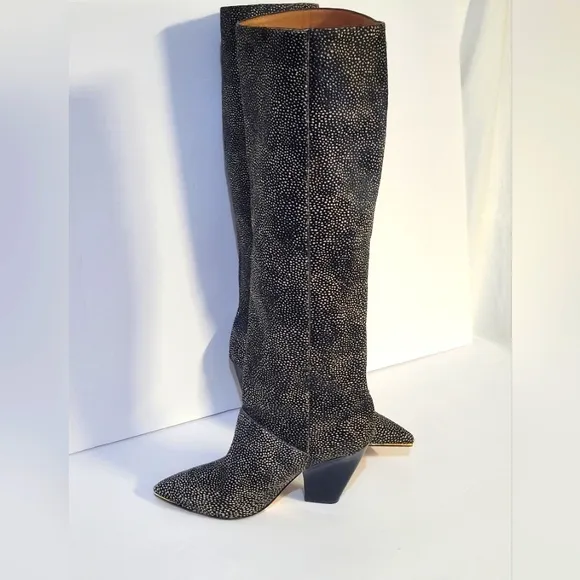 Tory Burch Lila 90MM Knee Boots Spotted Calf Hair