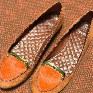 Tory Burch Orange and Brown Women's Flats