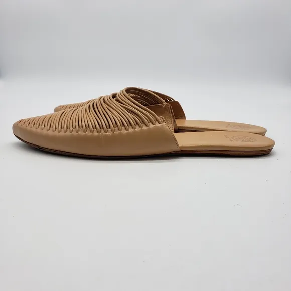 Tory Burch SIENNA tan strappy mule slides leather upper lining sole Women US 11