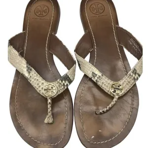Tory Burch Women's Thora Snakeskin Thong Vacation Flip Flop Sandals Size 9