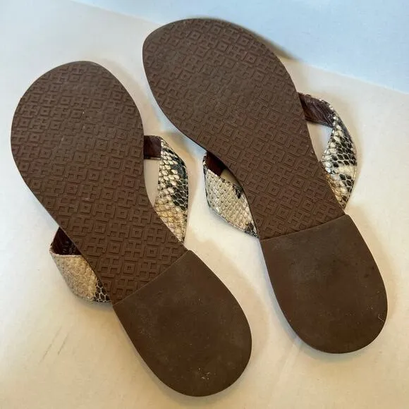 Tory Burch Women's Thora Snakeskin Thong Vacation Flip Flop Sandals Size 9