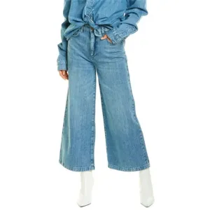 Triarchy Anthropologie Womens Wide Leg Crop Jean, Blue Medium Wash
