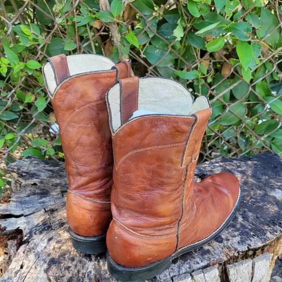 Trinity River Vintage Roper Boots/ Genuine Leather Cowboy Boots Size 7.5US 55