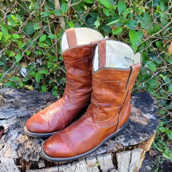 Trinity River Vintage Roper Boots/ Genuine Leather Cowboy Boots Size 7.5US 55
