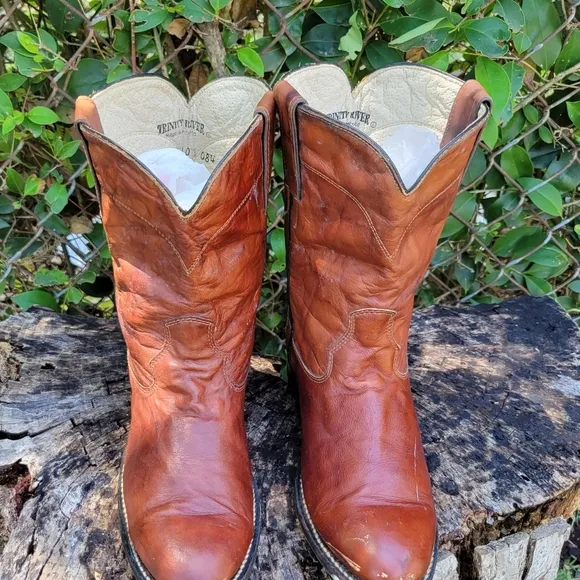 Trinity River Vintage Roper Boots/ Genuine Leather Cowboy Boots Size 7.5US 55