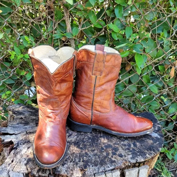 Trinity River Vintage Roper Boots/ Genuine Leather Cowboy Boots Size 7.5US 55