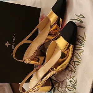 Tuckernuck Gold Tinsley Slingback Heels Size 8.5