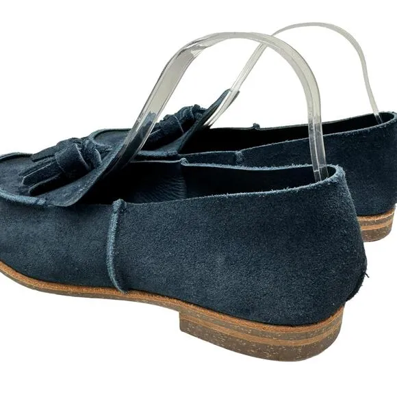 U-Dot Navy Suede Leather Tassel Slip On Comfort Unisex Penny Loafer Flats Japan