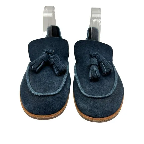 U-Dot Navy Suede Leather Tassel Slip On Comfort Unisex Penny Loafer Flats Japan