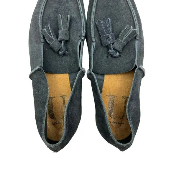 U-Dot Navy Suede Leather Tassel Slip On Comfort Unisex Penny Loafer Flats Japan