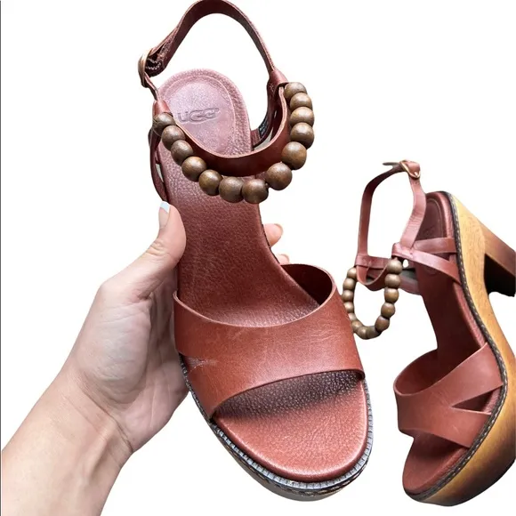 UGG Australia Cinnamon Naima Sandals with Heels Platforms