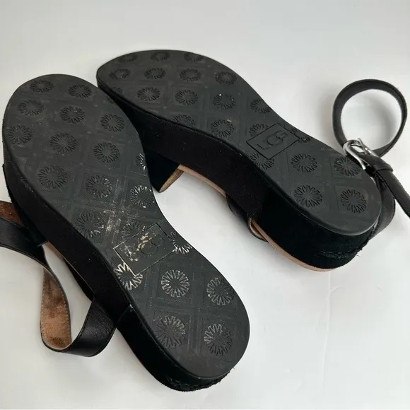 UGG Chapala Sandals Women's EU 39.5 or US 8.5 Suede Leather Black Platform