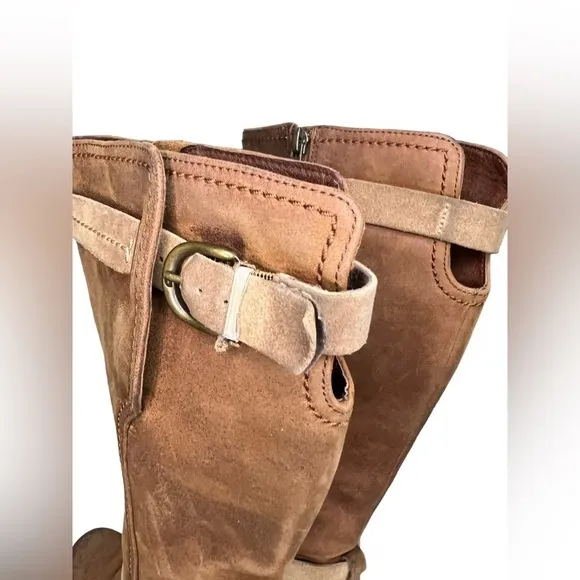 UGG Darcy Australian Riding Buckle Boots w/ zipperFull Grain Distressed Leather