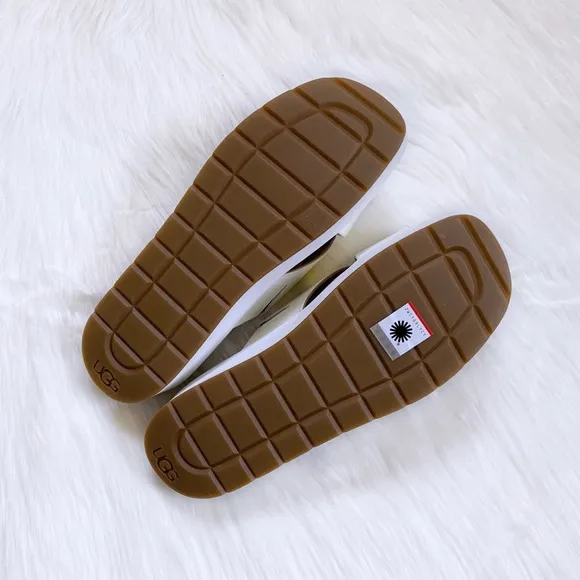 UGG Emily White Patent Leather Slide Sandals