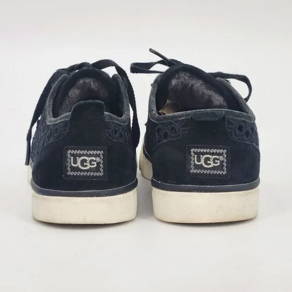 UGG Evera Cut Out Sneakers Shoes Womens Size 6 Black Suede Fairy Grunge Goth