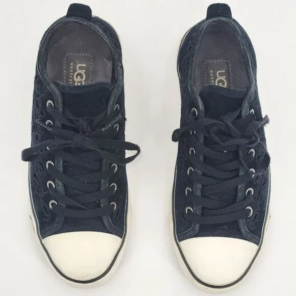 UGG Evera Cut Out Sneakers Shoes Womens Size 6 Black Suede Fairy Grunge Goth