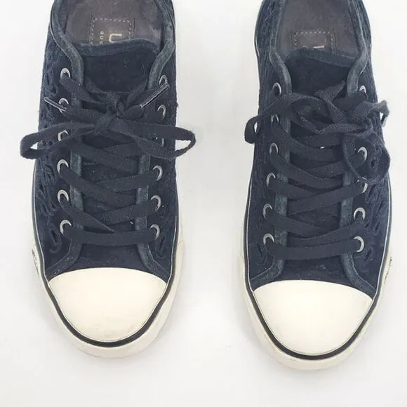 UGG Evera Cut Out Sneakers Shoes Womens Size 6 Black Suede Fairy Grunge Goth