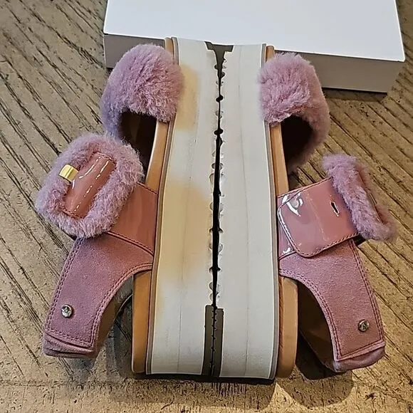 UGG le fluff size 7.5 platform sandals pink excellent condition