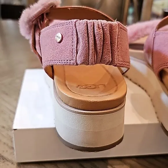UGG le fluff size 7.5 platform sandals pink excellent condition
