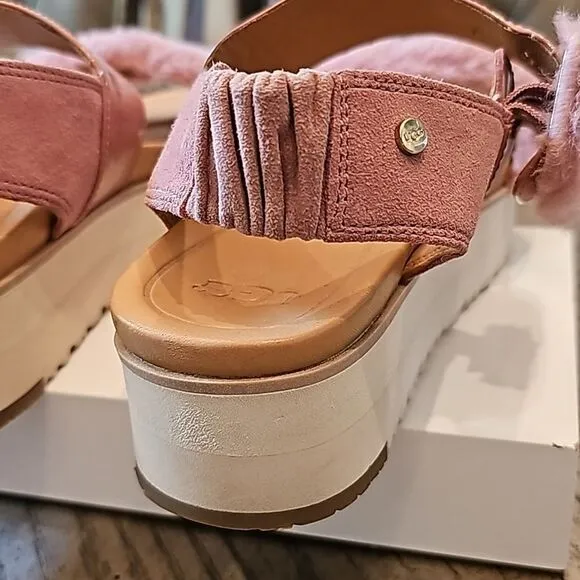 UGG le fluff size 7.5 platform sandals pink excellent condition