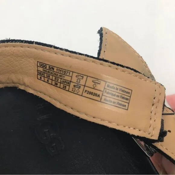 UGG LYNNDEN Black Suede Square Toe Platform Sandals