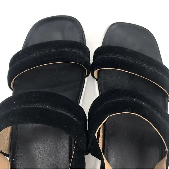 UGG LYNNDEN Black Suede Square Toe Platform Sandals