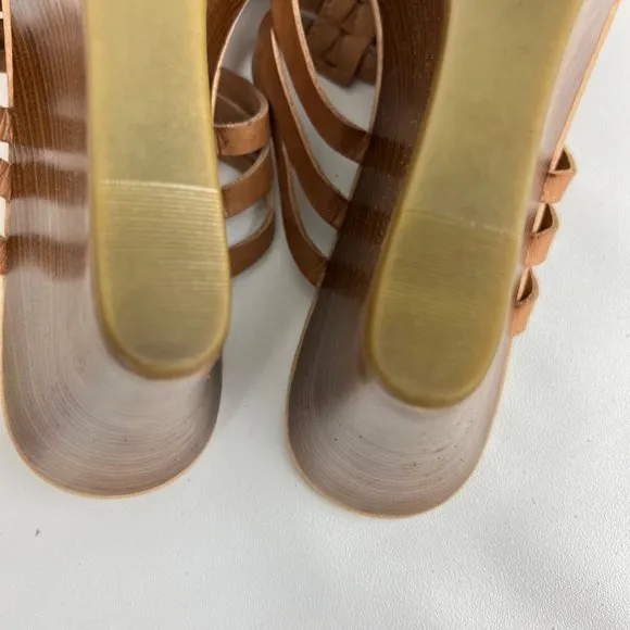 UGG Mattie Womens Platform Wedge Strappy Sandals Tan Brown Leather size 10